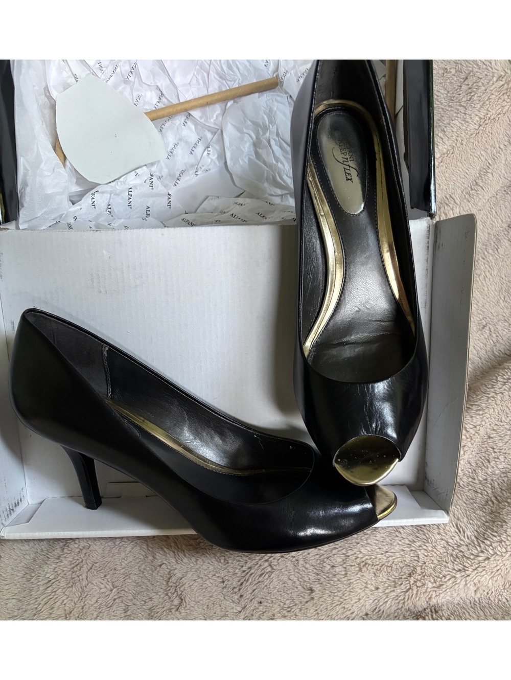 Alfani Step 'N Flex black peep toe pumps Size 8.5 M
